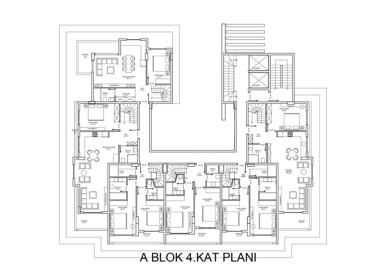 Квартира 2 комнаты  Алания, Турция