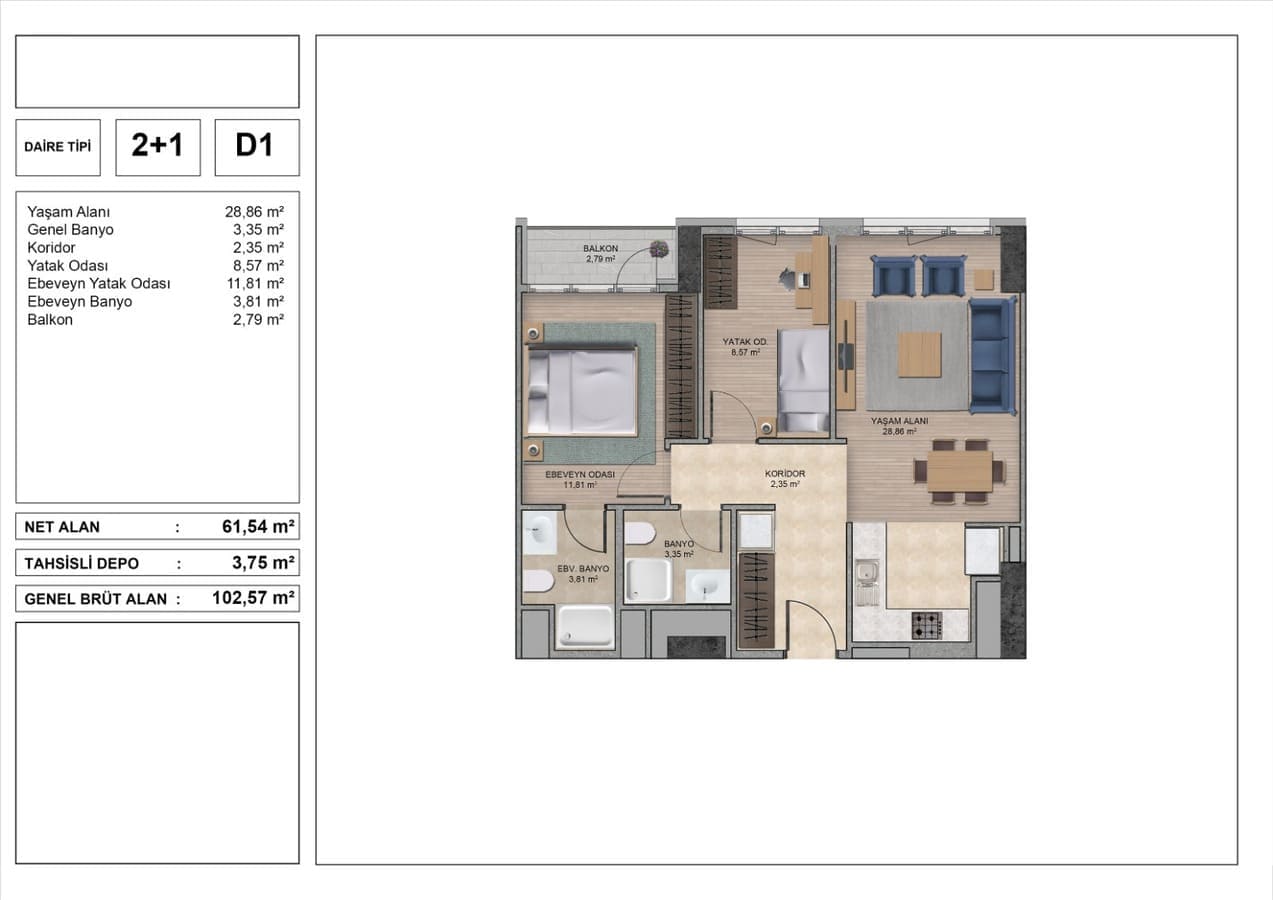 Appartement 2 chambres  Marmara Region, Turquie