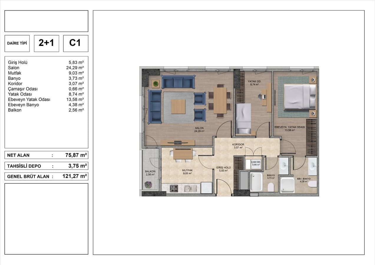 Wohnung 2 Zimmer  Marmararegion, Türkei